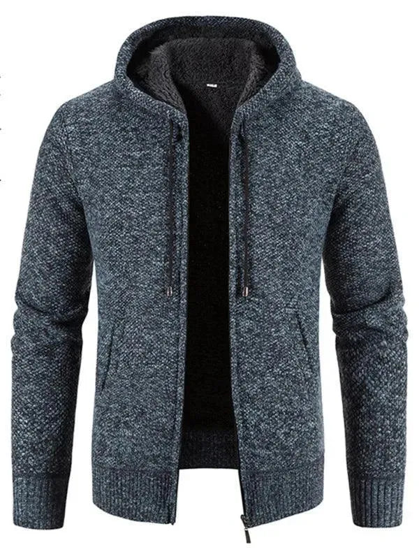 Men’s Hooded Zip Cardigan Sweater – Full Zip with Pockets