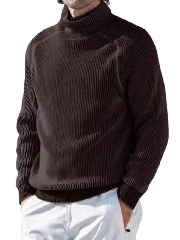 Men’s Knit Turtleneck Pullover Sweater – Soft Stretch