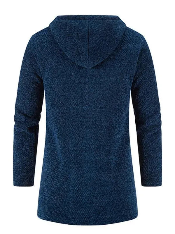 Men’s Longline Hooded Zip Cardigan Sweater – Full Zip
