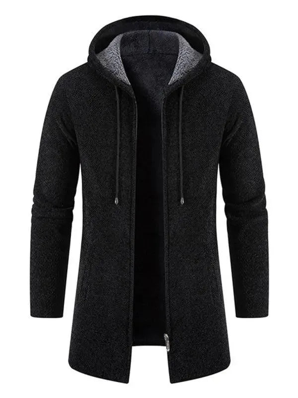 Men’s Longline Hooded Zip Cardigan Sweater – Full Zip