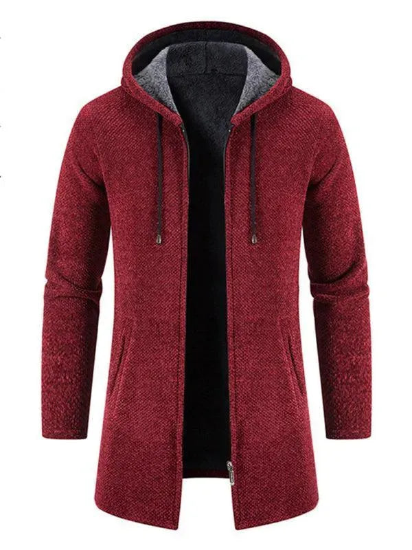 Men’s Longline Hooded Zip Cardigan Sweater – Full Zip