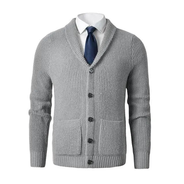 Men’s Merino Wool Cardigan Sweater – V-Neck