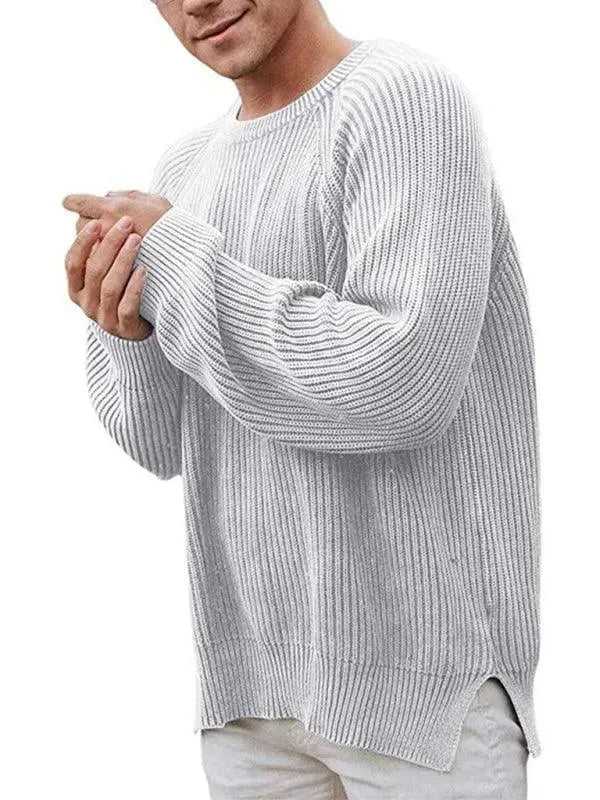 Men’s Oversized Crew-Neck Pullover Sweater – Knit