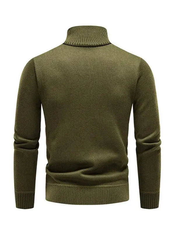 Men’s Patchwork Zip Turtleneck Pullover Sweater