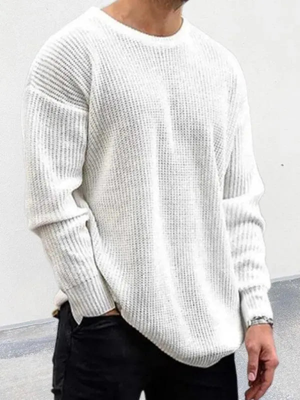 Men’s Relaxed Crew-Neck Pullover Sweater – Knit