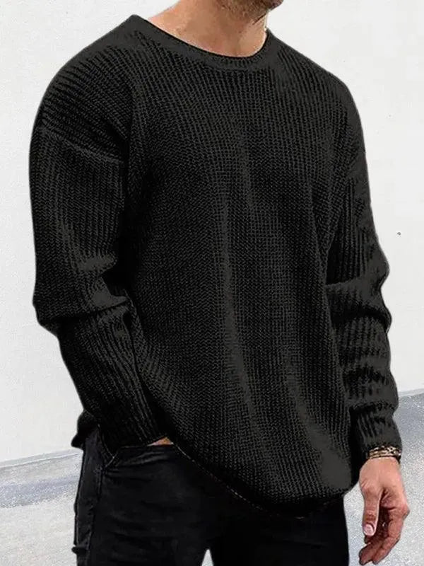 Men’s Relaxed Crew-Neck Pullover Sweater – Knit
