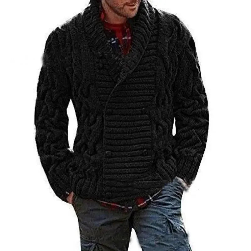 Men’s Shawl Collar Cable Knit Cardigan Sweater