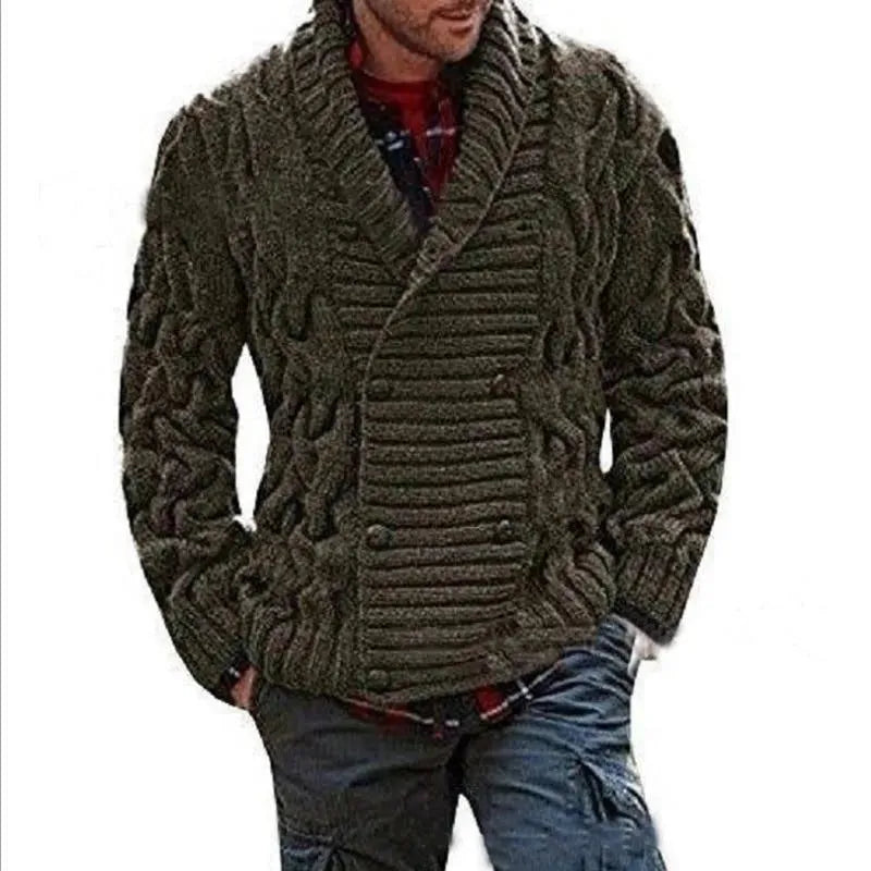Men’s Shawl Collar Cable Knit Cardigan Sweater