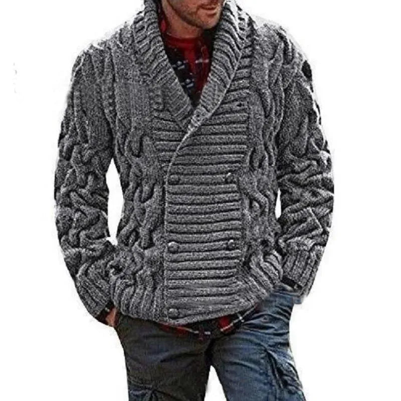 Men’s Shawl Collar Cable Knit Cardigan Sweater