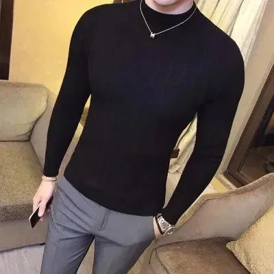 Men’s Slim Fit Striped Crew-Neck Pullover Sweater