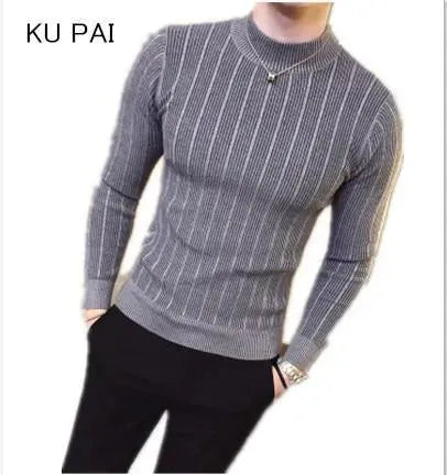 Men’s Slim Fit Striped Crew-Neck Pullover Sweater