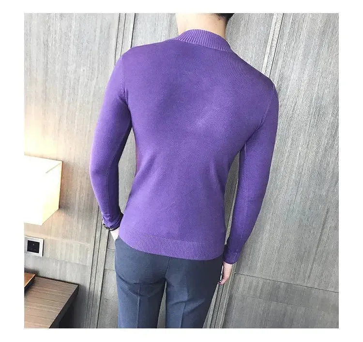 Men’s Slim Fit Striped Crew-Neck Pullover Sweater