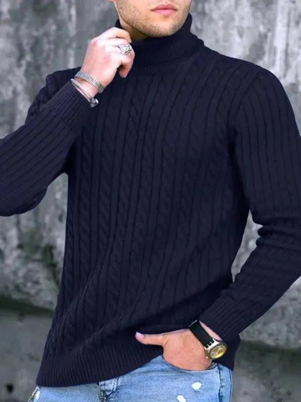 Men’s Slim Fit Turtleneck Pullover Sweater – Stretch