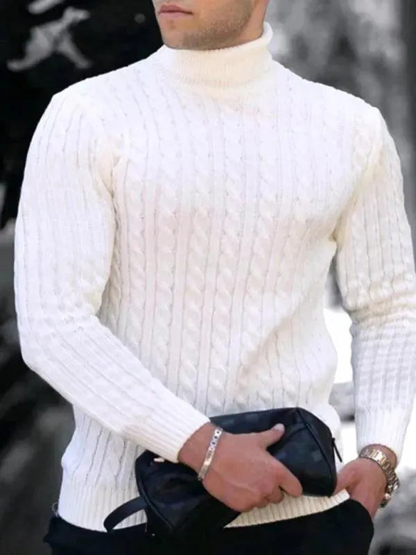 Men’s Slim Fit Turtleneck Pullover Sweater – Stretch