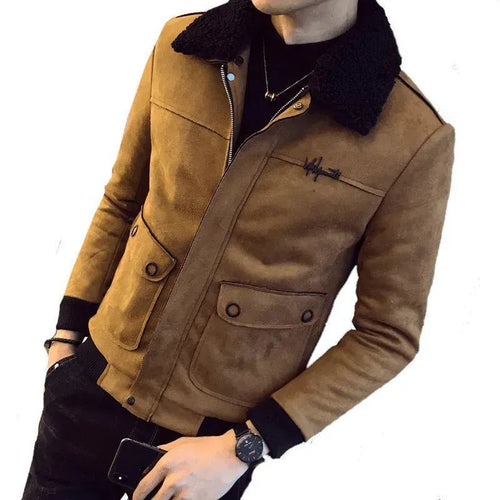 Men’s Suede Trucker Jacket Winter Style