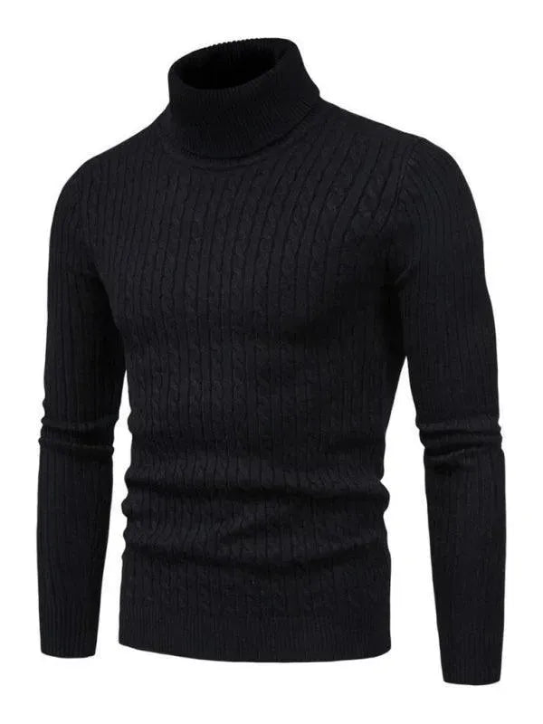 Men’s Textured Slim Turtleneck Pullover Sweater