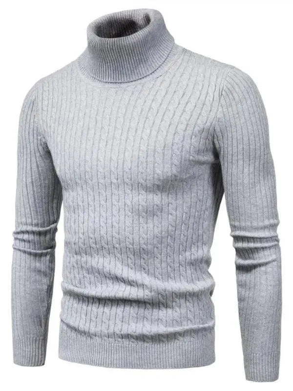 Men’s Textured Slim Turtleneck Pullover Sweater