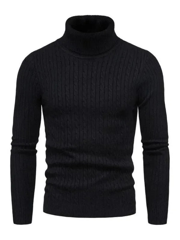 Men’s Textured Slim Turtleneck Pullover Sweater