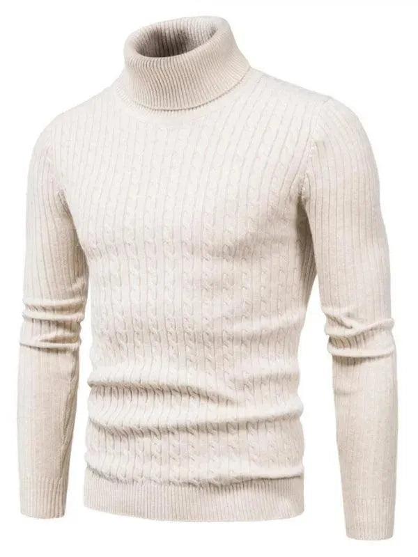 Men’s Textured Slim Turtleneck Pullover Sweater