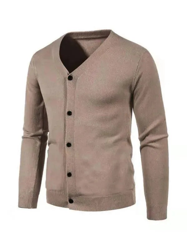 Men’s V-Neck Cardigan Sweater – Button Front