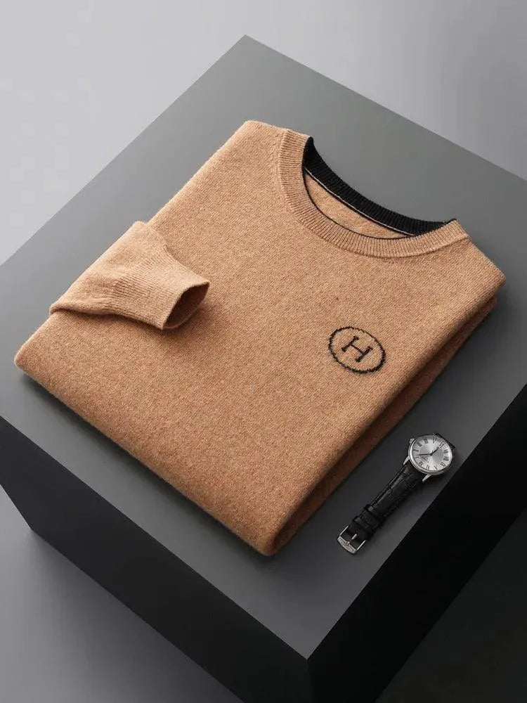 Men’s Wool Blend Crew-Neck Pullover Sweater