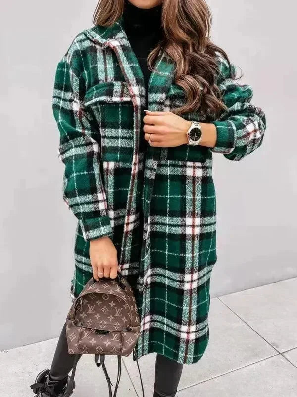 Oversized Shacket Plaid Women Shirt Jacket