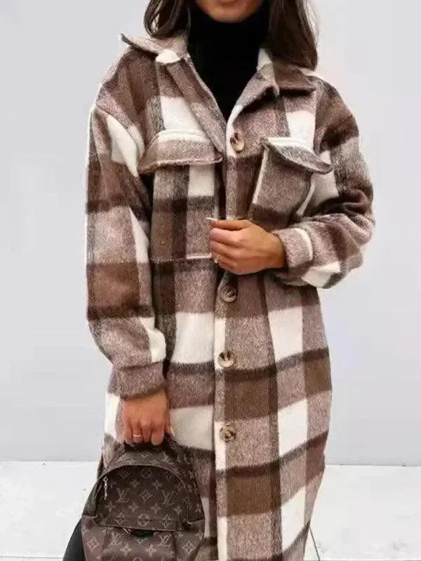 Oversized Shacket Plaid Women Shirt Jacket