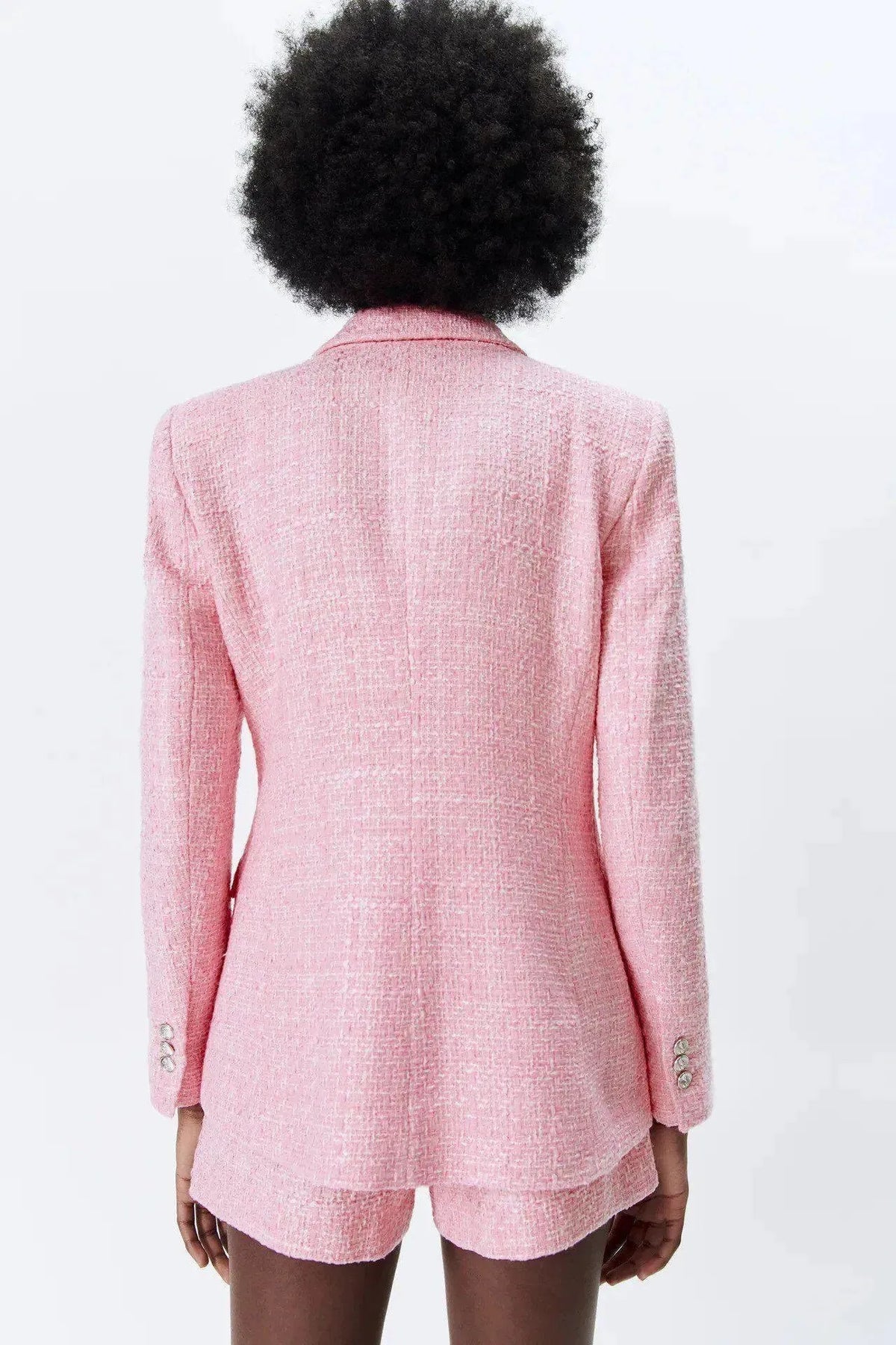 Pink Tweed Blazer Women - Formal-Business - Plain-Solid fashion image