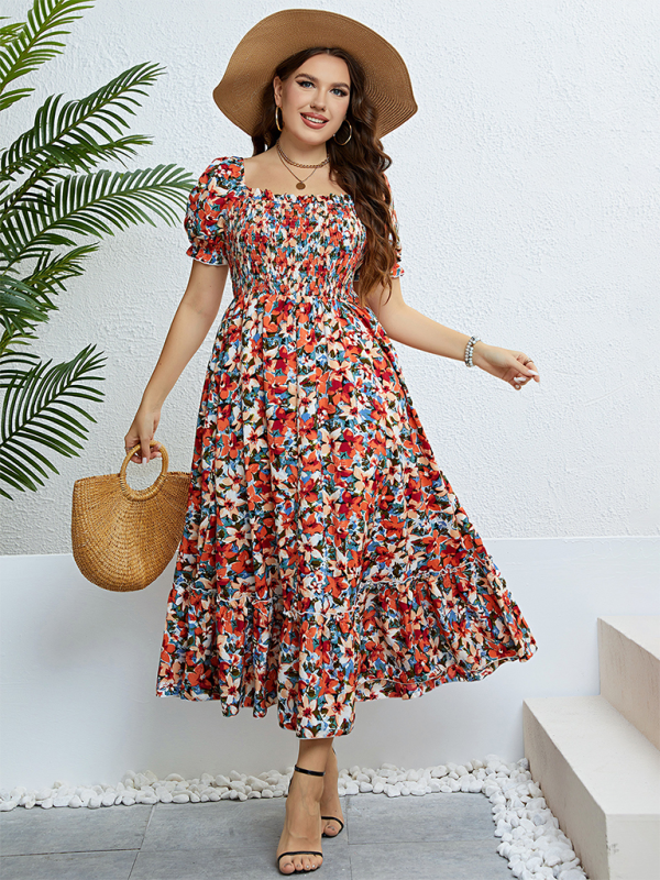 Romantic Floral Asymmetric Midi Dress