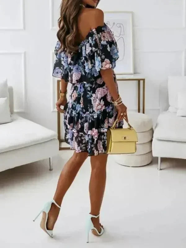 Romantic Floral Chiffon Mini Dress