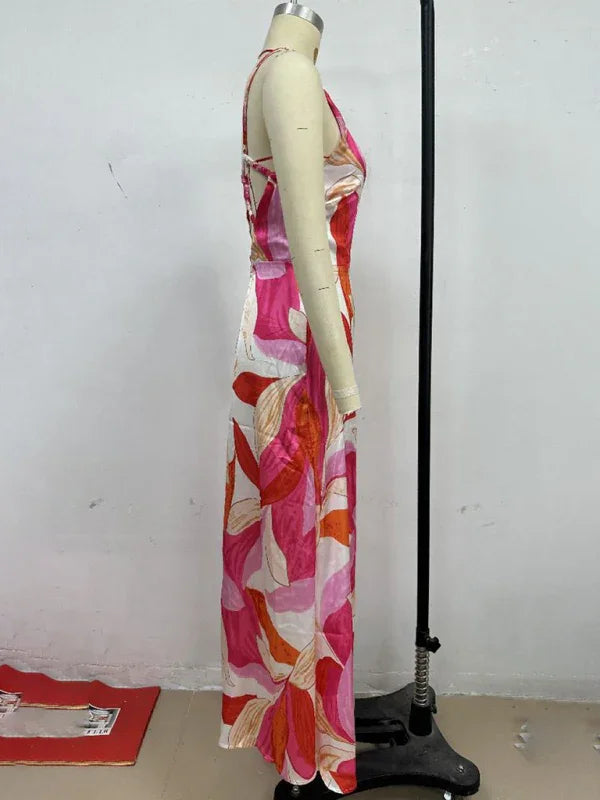 Romantic Floral Sleeveless Maxi Dress