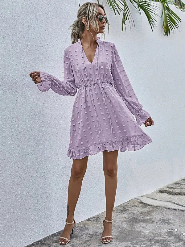 Romantic Pink Polka Dot Mini Dress