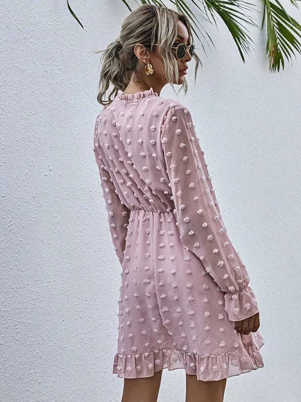 Romantic Pink Polka Dot Mini Dress