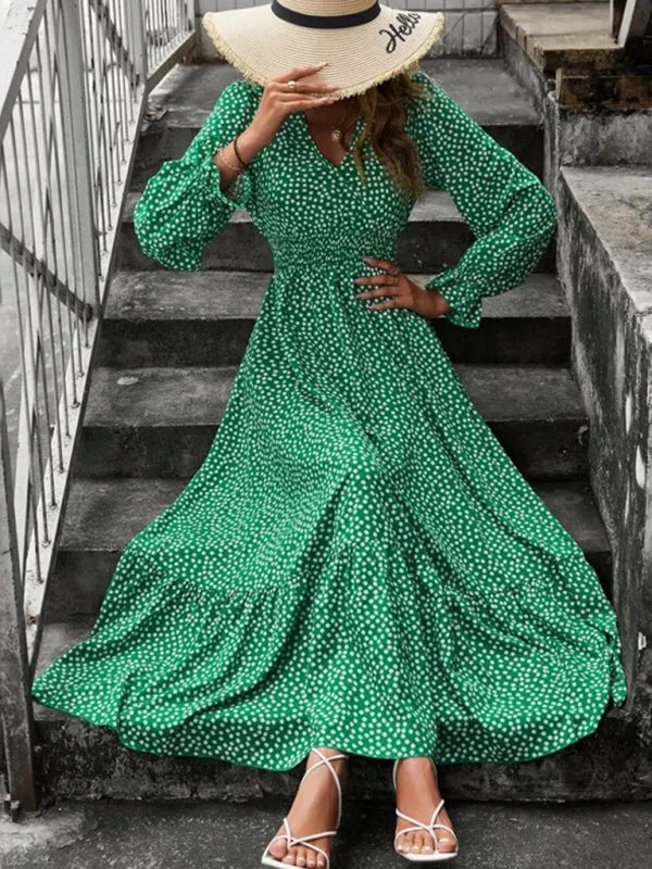 Romantic Red Polka Dot Maxi Dress