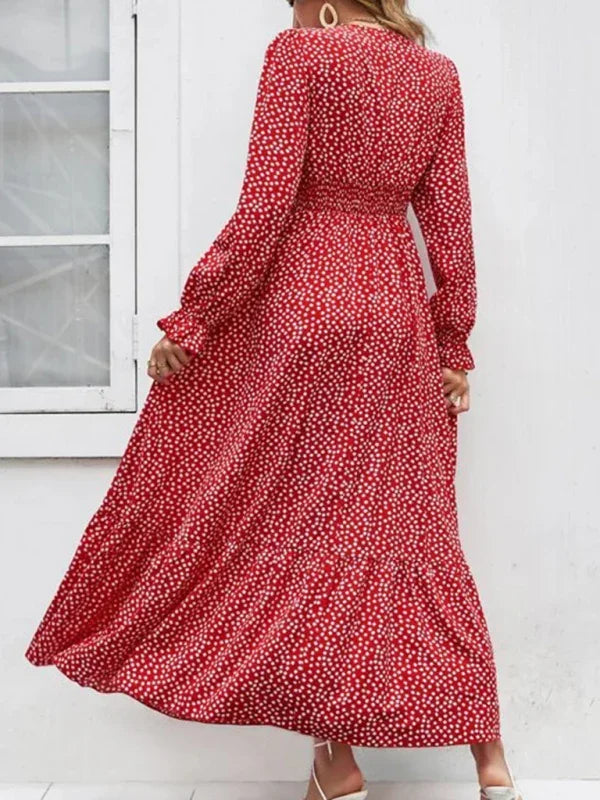 Romantic Red Polka Dot Maxi Dress