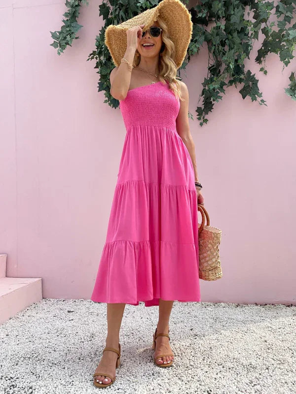 Romantic Strapless Cotton Midi Dress