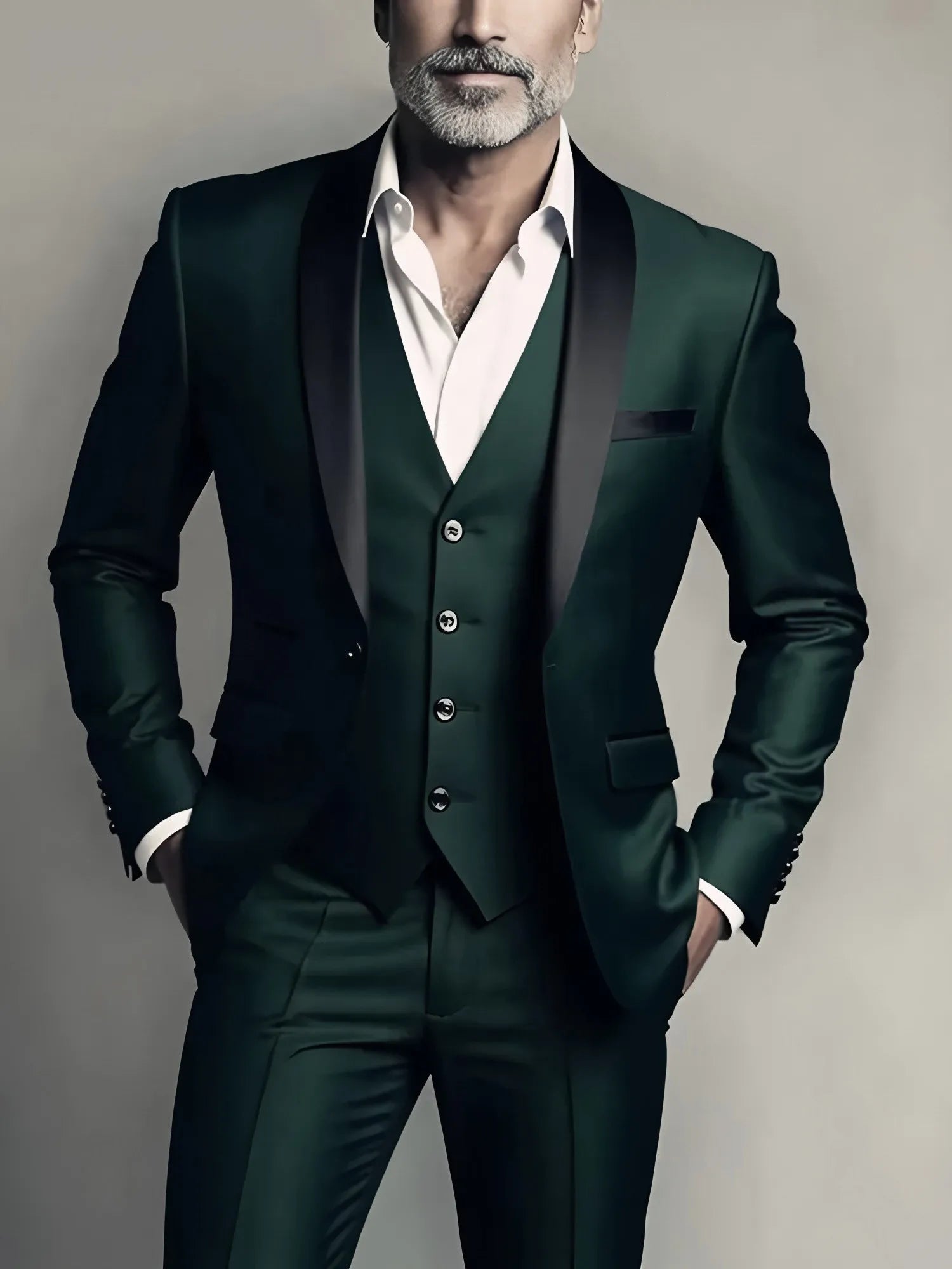 Men's Solid Color Formal Three Piece Suit