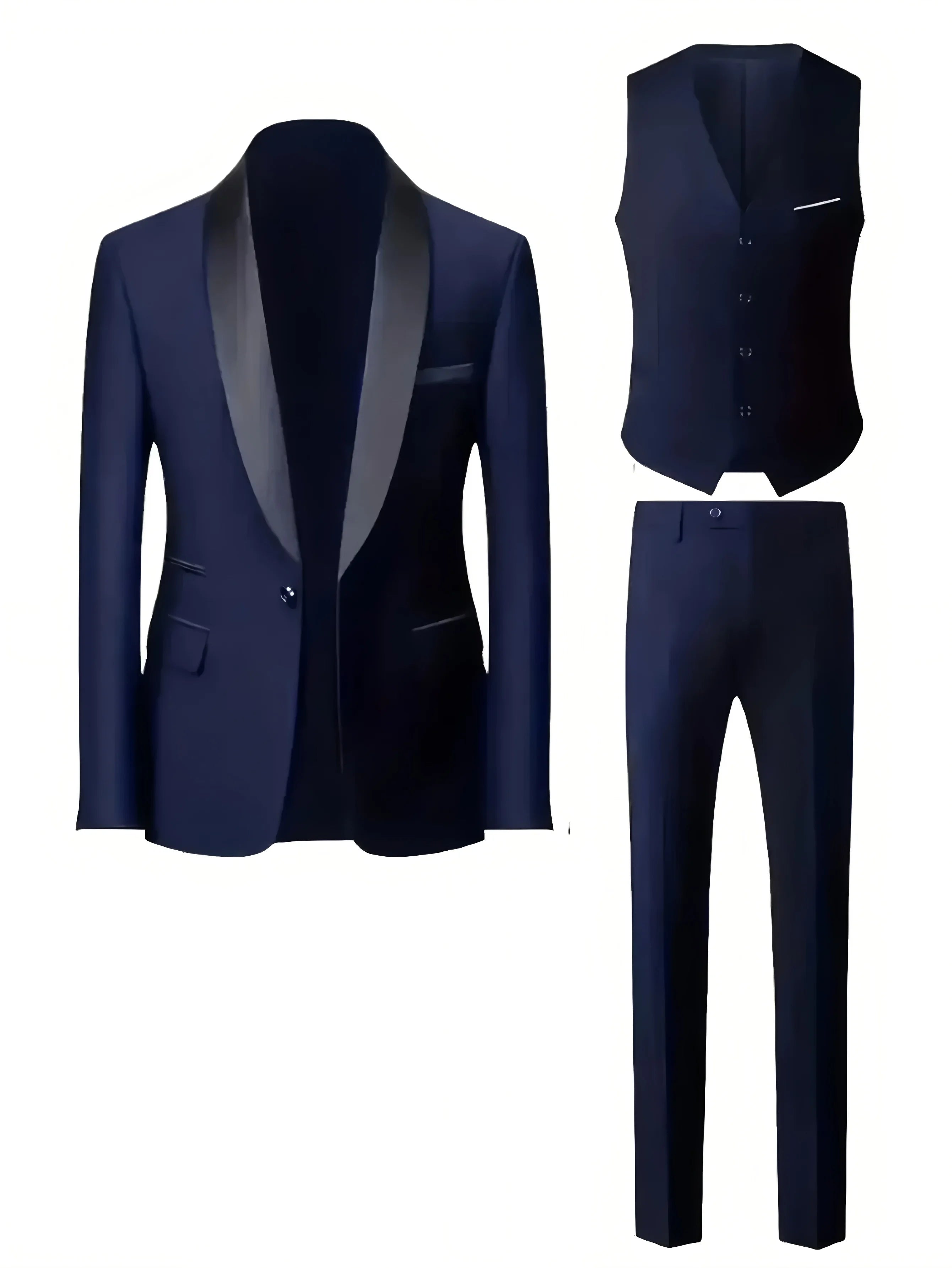 Men's Solid Color Formal Three Piece Suit