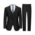 Costume 3 pièces coupe cintrée pour homme – smoking droit en coton, gilet et pantalon, noir