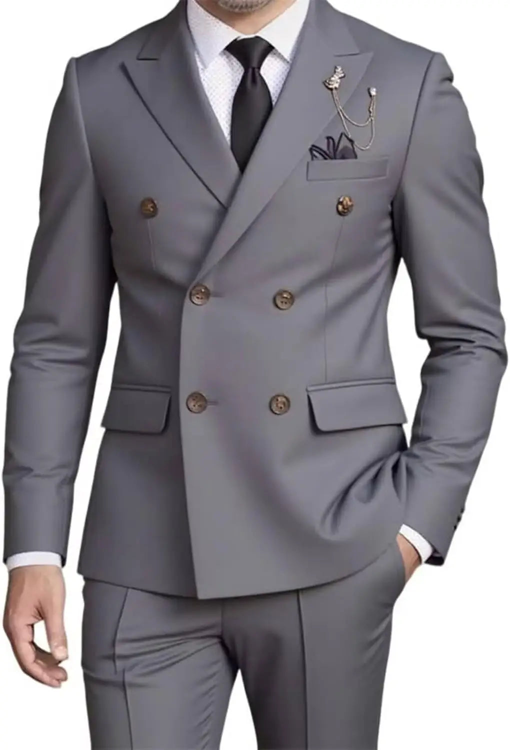 Men's Double Breasted Wedding Suit – 3 Piece Groom Set