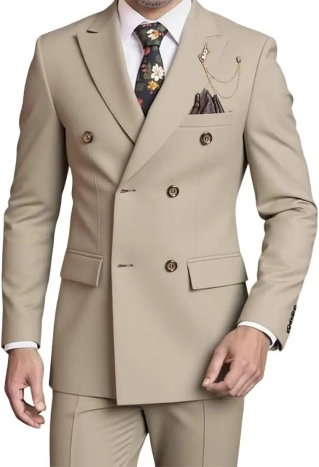 Men's Double Breasted Wedding Suit – 3 Piece Groom Set