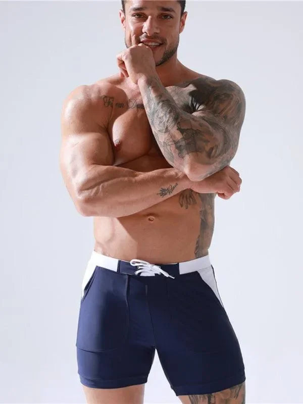 Sporty Men's Swim Shorts - Mid-Rise Lined