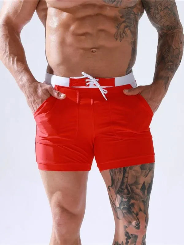 Sporty Men's Swim Shorts - Mid-Rise Lined