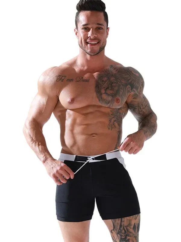 Sporty Men's Swim Shorts - Mid-Rise Lined