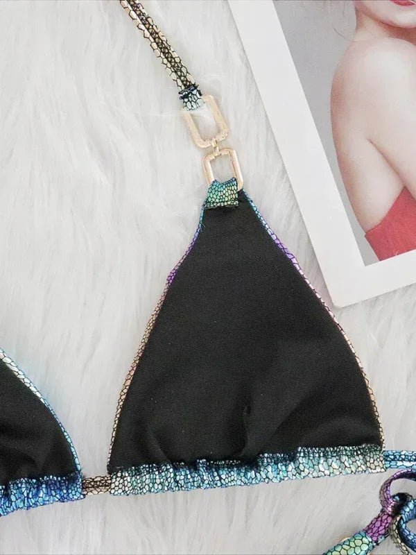 Women Animal Print String Bikini Set