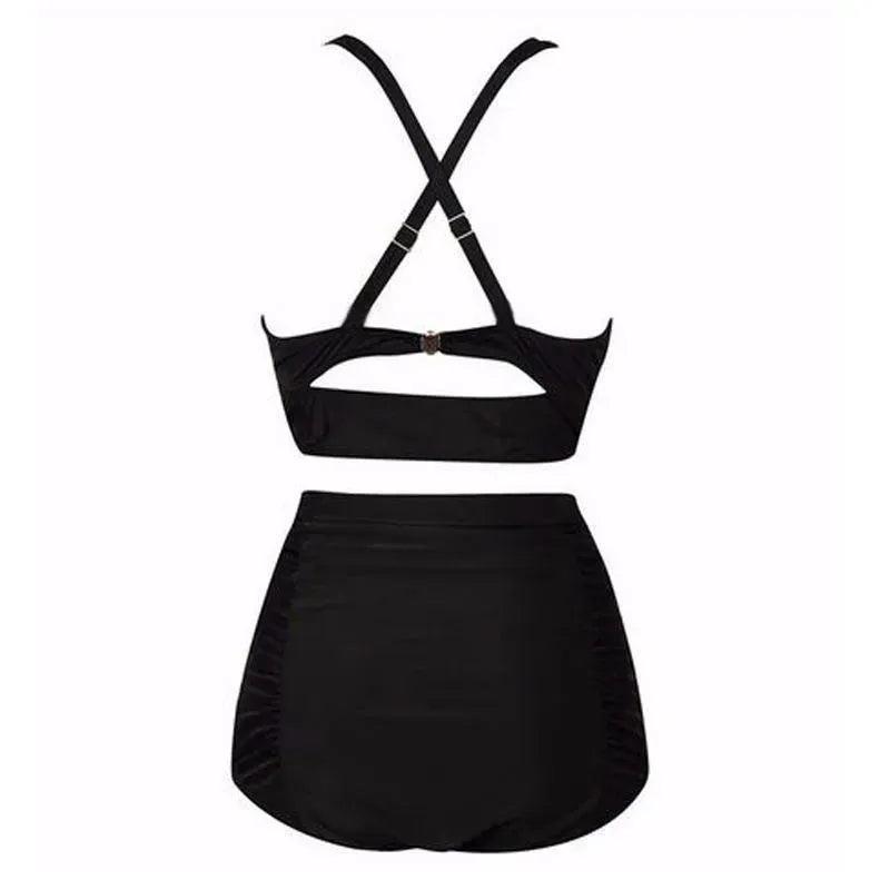 Women Black Push Up High Waisted Bikini Set