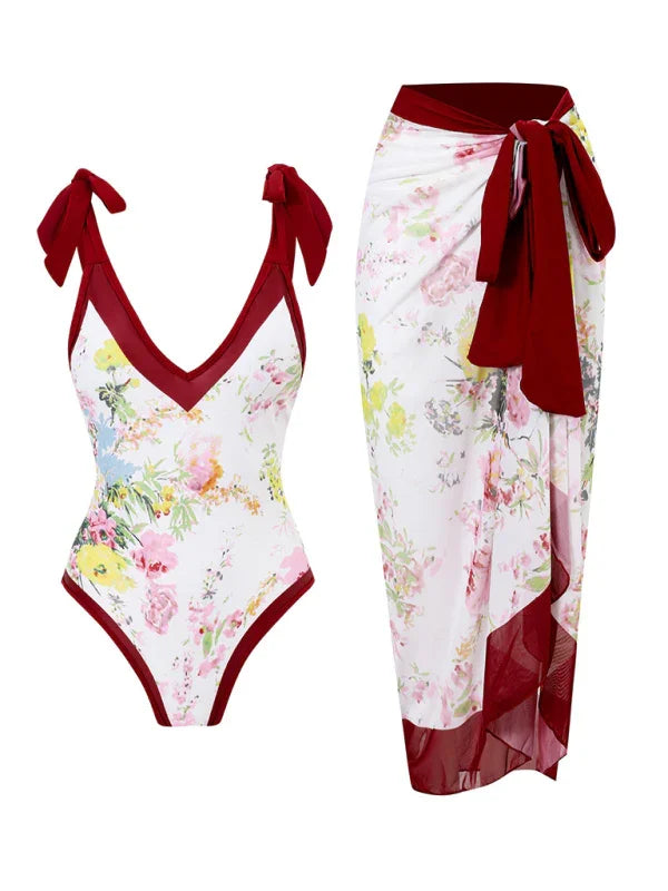 Women Floral One Piece Swimsuit