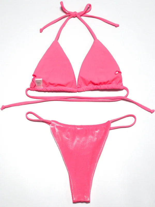 Women Green String Bikini Set