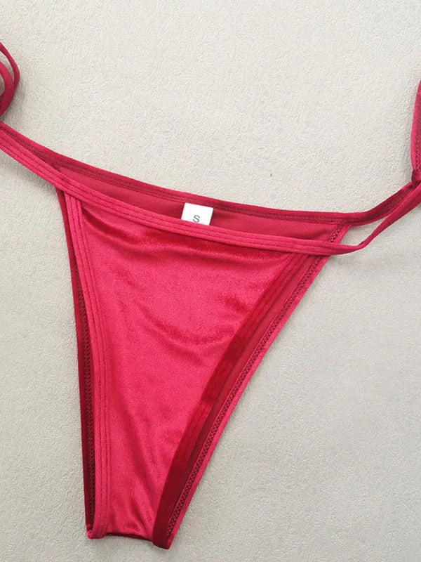 Women Pink String Bikini Set