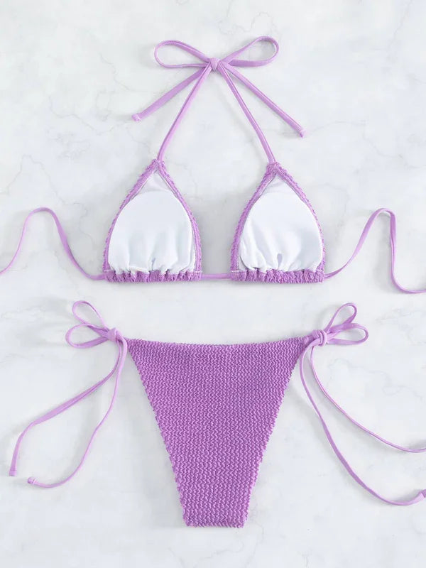 Women Pink String Bikini Set
